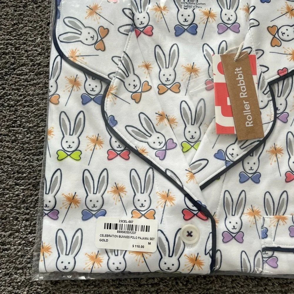 Roller Rabbit Celebration Bunnies Polo Pajamas - Picture 3 of 3